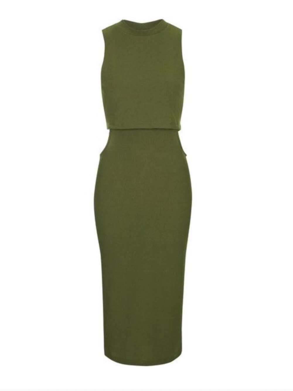 Topshop Olive Midi Dress with Cutout